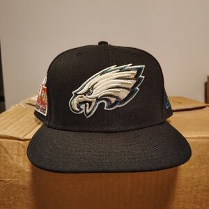 Philadelphia Eagles Mens Black New Era Super Bowl LIX Champs Side...Worn Once